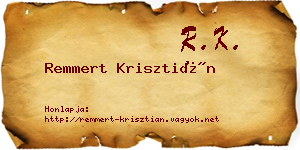 Remmert Krisztián névjegykártya